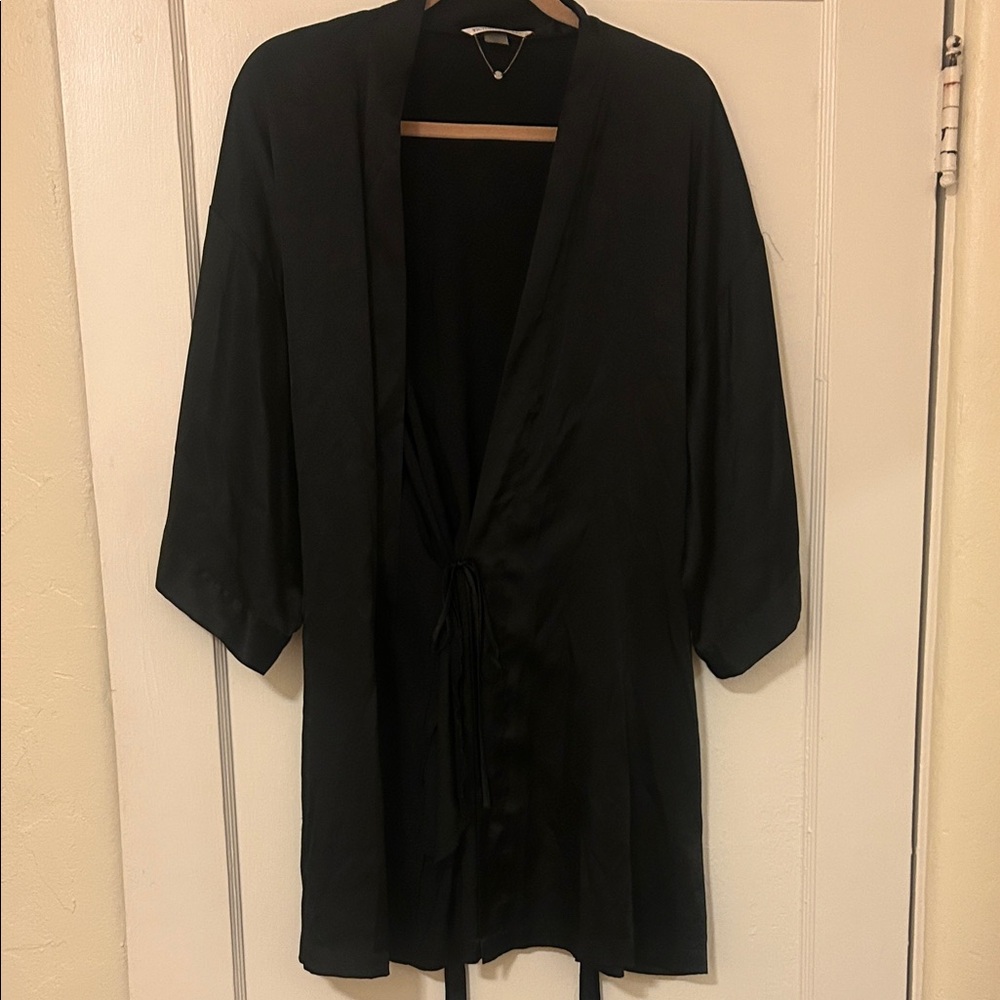 Victoria's Secret Black Satin Robe